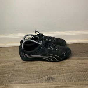 Puma Womens Sports Lifestyle Black Sued Low Top Running Shoes Size UK 7